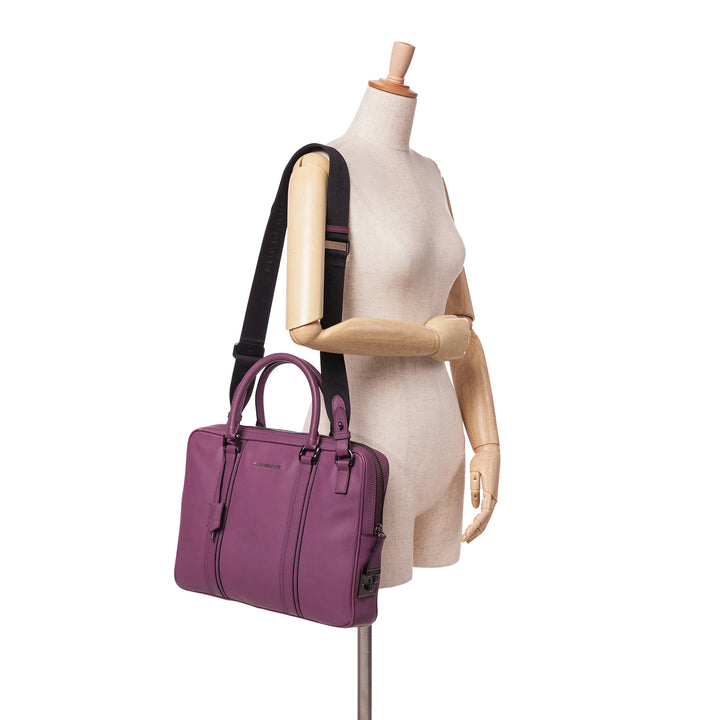 Leather Newburg Business Bag Purple - Gaby Paris