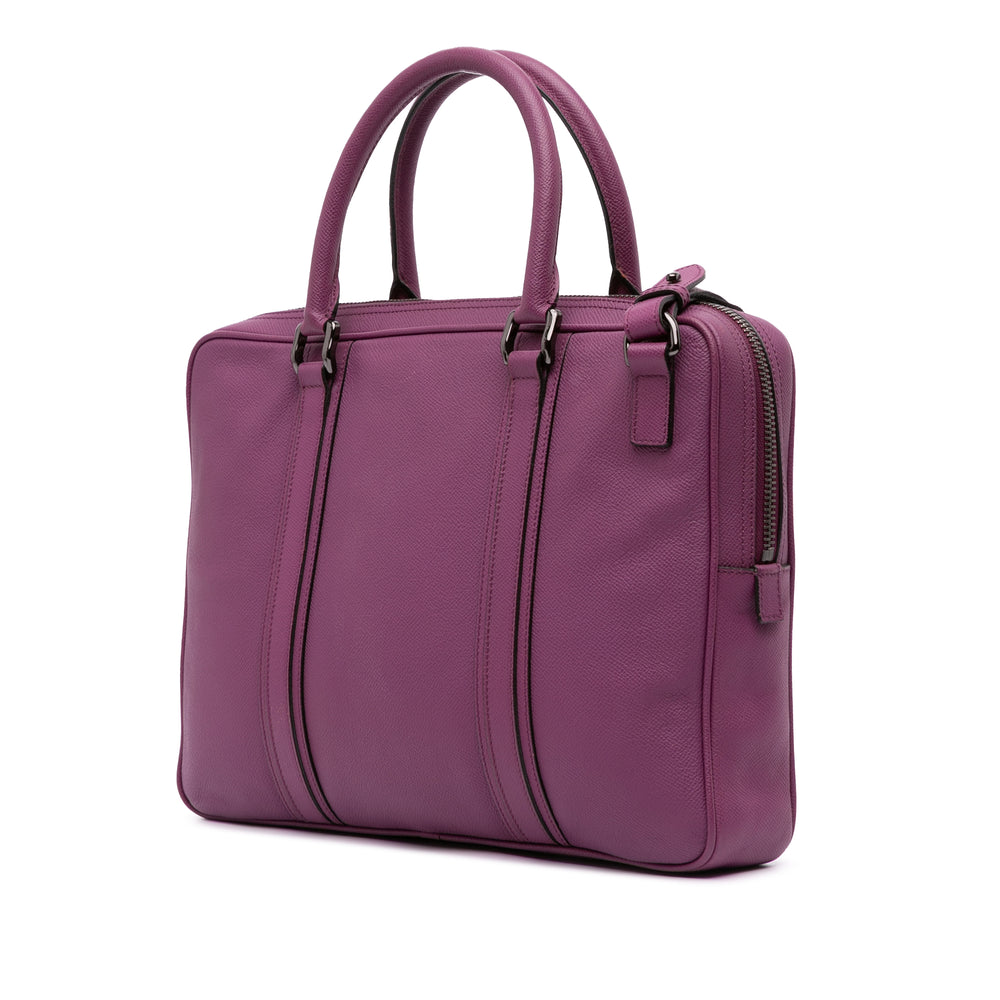 Leather Newburg Business Bag Purple - Gaby Paris