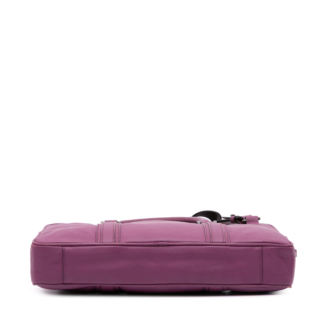 Leather Newburg Business Bag Purple - Gaby Paris