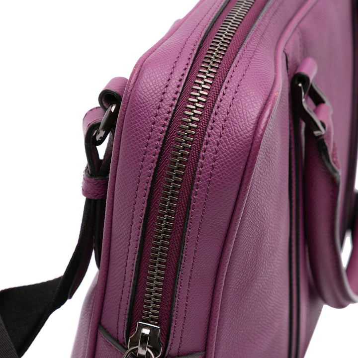 Leather Newburg Business Bag Purple - Gaby Paris