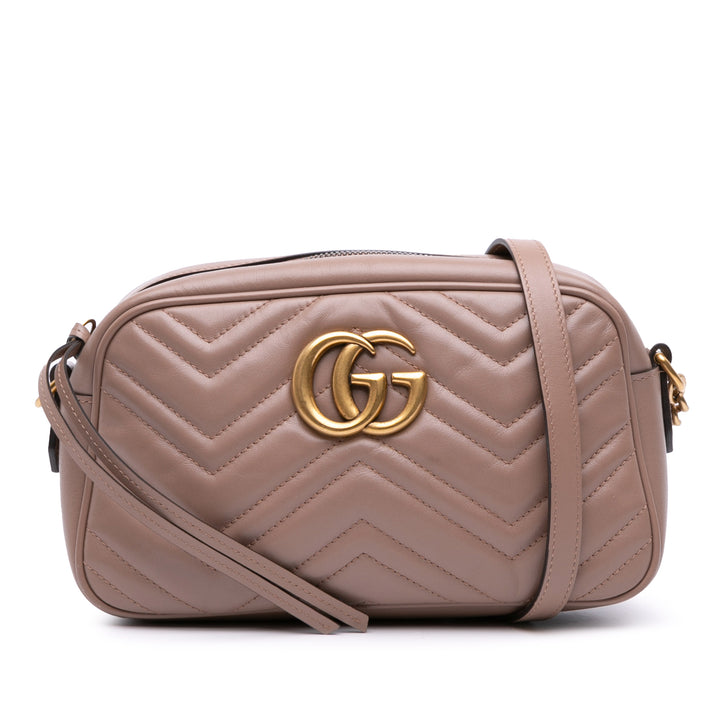 Gucci Small GG Marmont Matelasse Cuir Sac porté croisé Marron