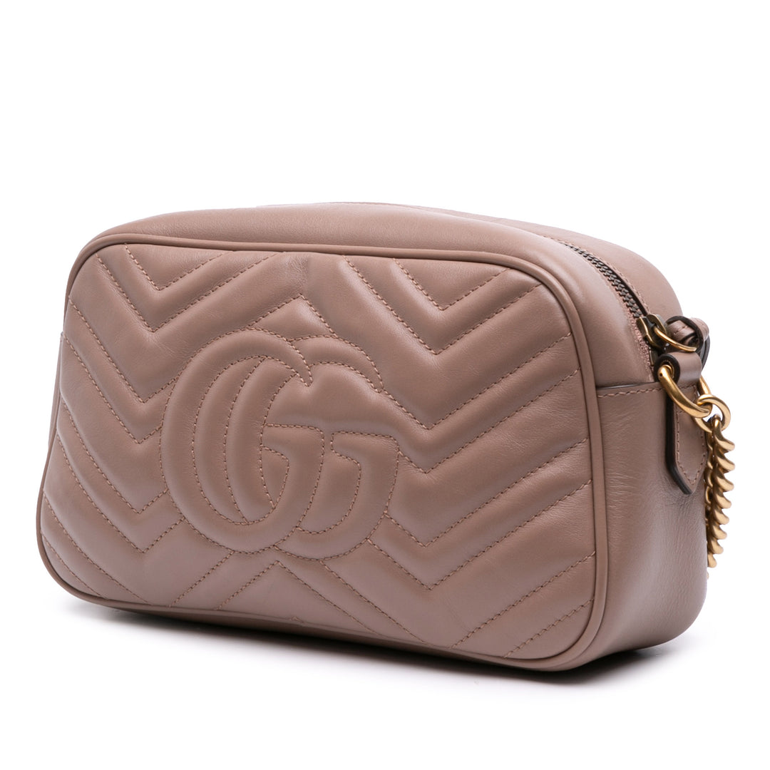 Gucci Small GG Marmont Matelasse Cuir Sac porté croisé Marron