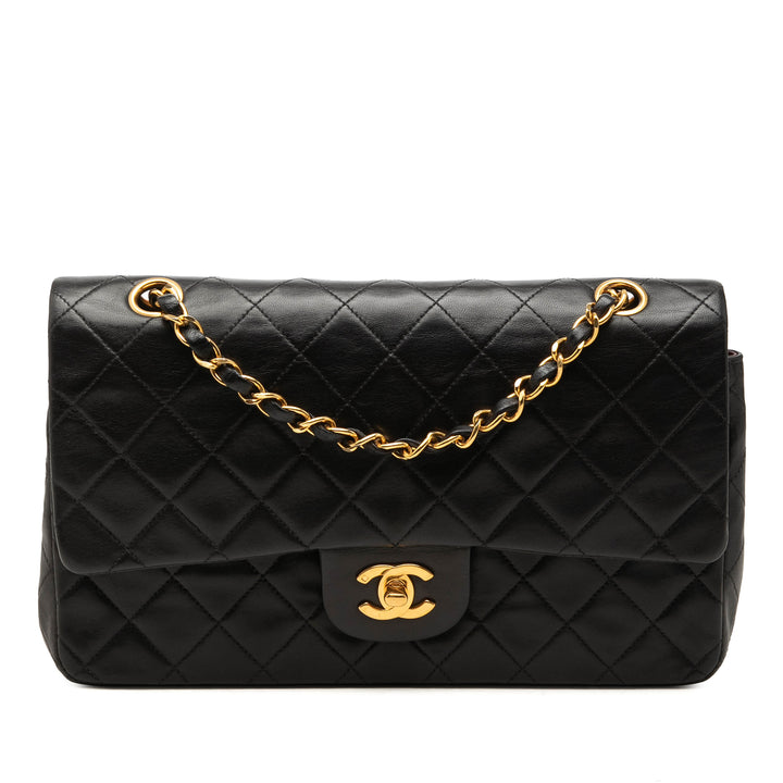 Classic Double rabat Moyen Cuir d'agneau Noir