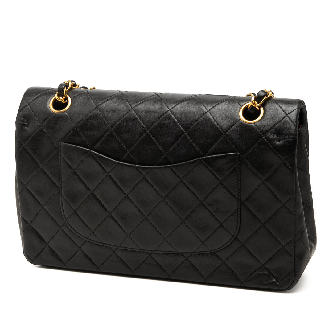 Classic Double rabat Moyen Cuir d'agneau Noir