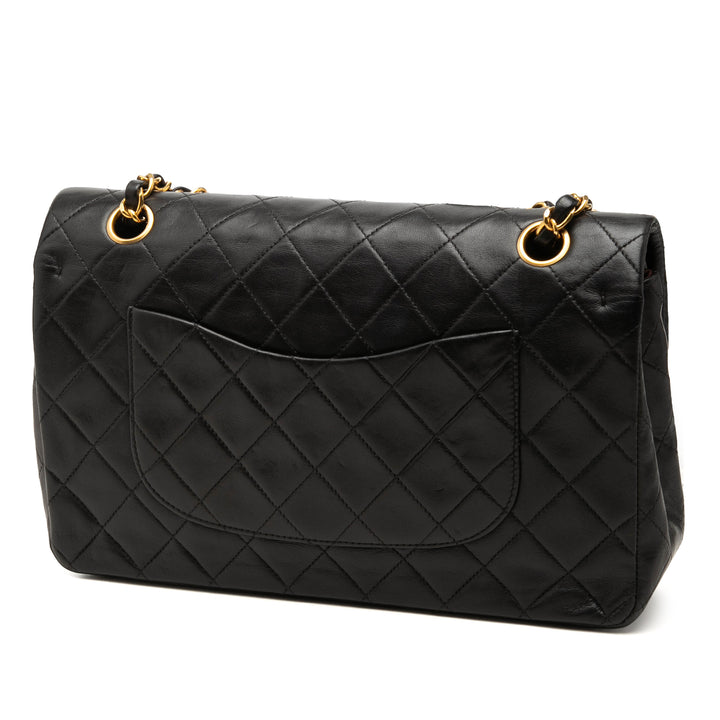 Classic Double rabat Moyen Cuir d'agneau Noir
