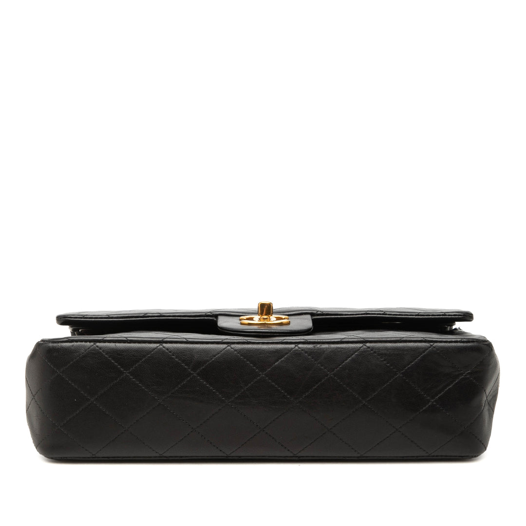 Classic Double rabat Moyen Cuir d'agneau Noir