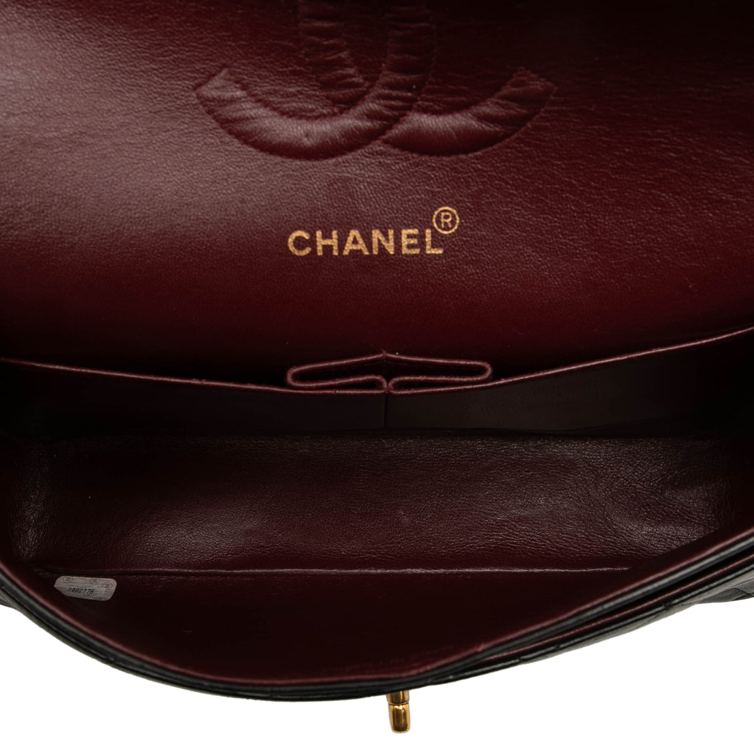 Classic Double rabat Moyen Cuir d'agneau Noir