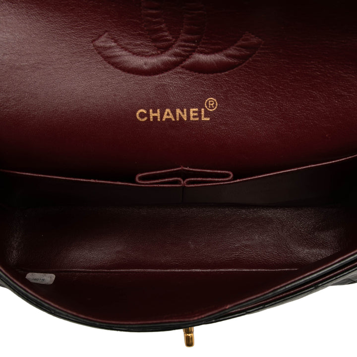 Classic Double rabat Moyen Cuir d'agneau Noir