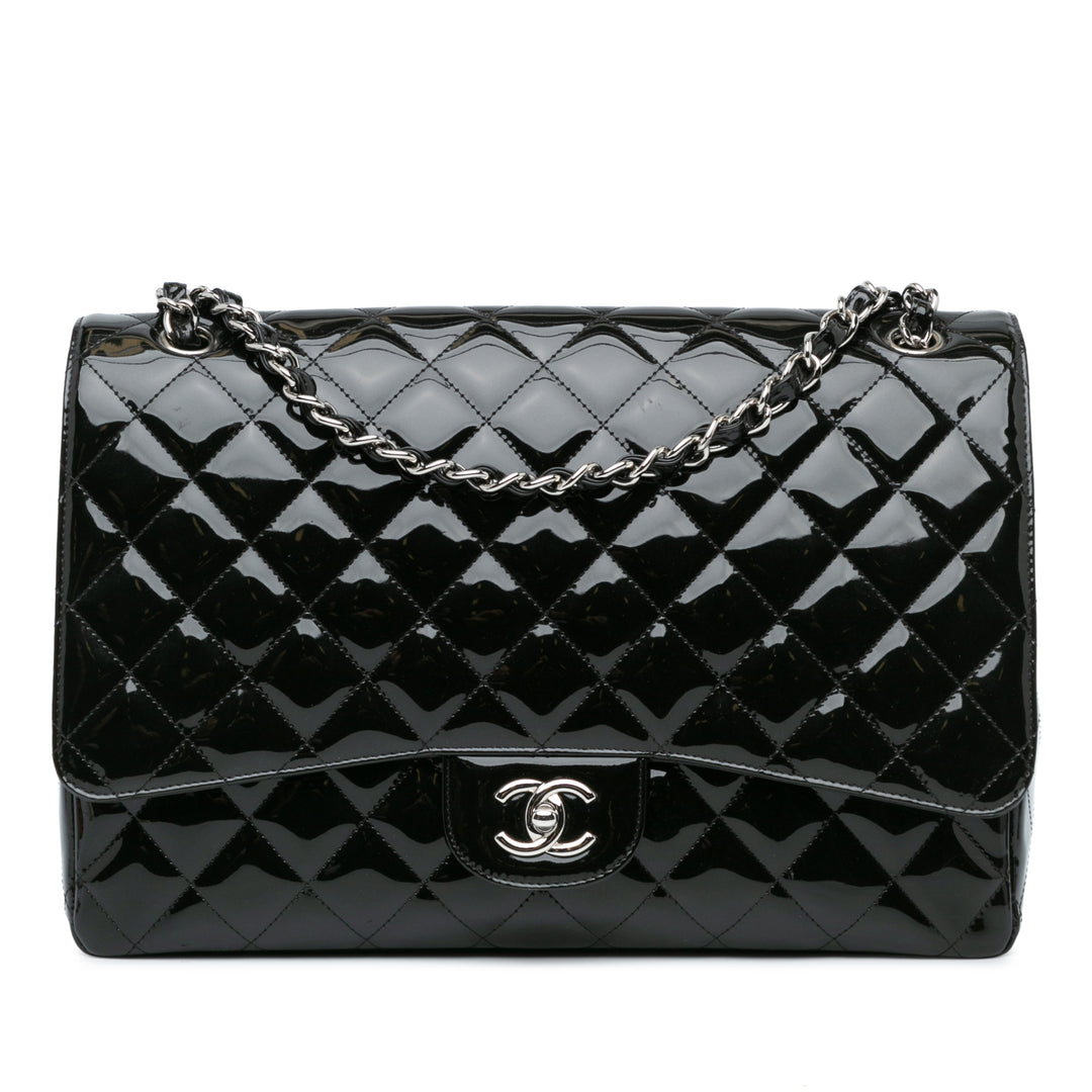 Maxi Classic Patent Double Flap Black - Gaby Paris