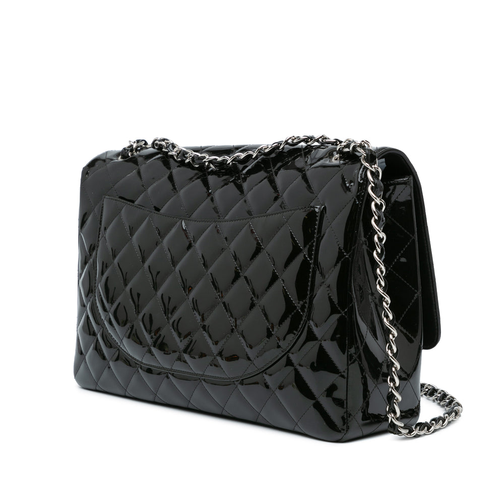 Maxi Classic Patent Double Flap Black - Gaby Paris