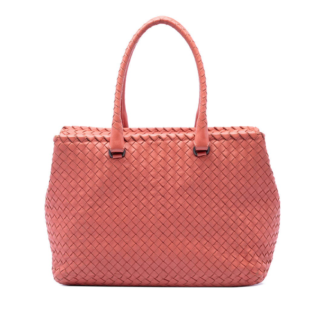 Bottega Veneta Cabas Intrecciato Brick nappa Rose – vue principale – GABY PARIS