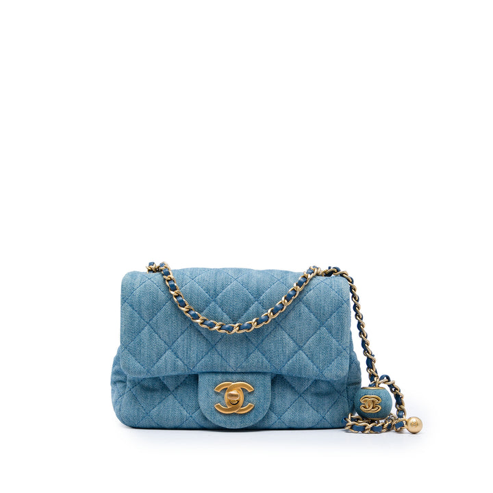 Chanel Classic Carré Perle Crush Rabat simple Mini Jean