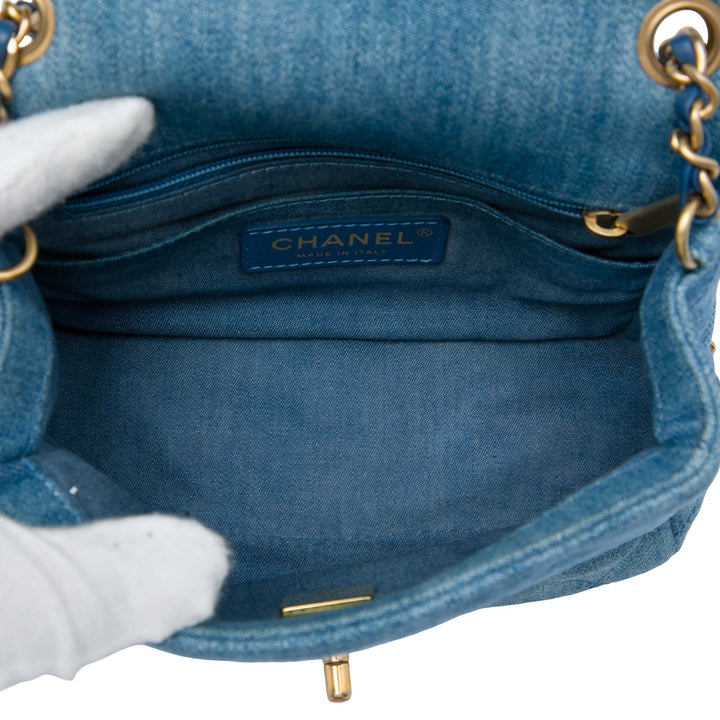 Chanel Classic Carré Perle Crush Rabat simple Mini Jean