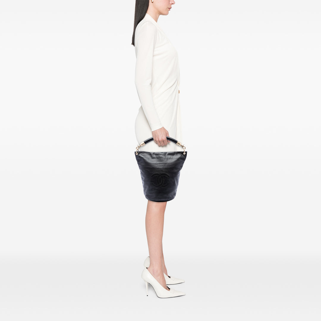 CC Sac seau Cuir d'agneau Noir