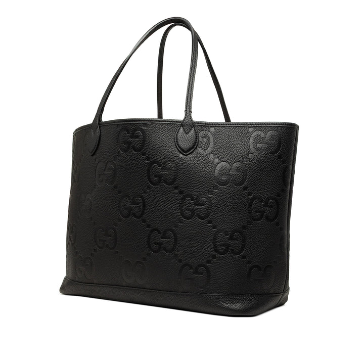 GG embossé Cabas Grand Cuir de veau Noir