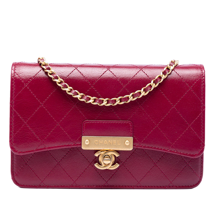 Chanel Surpiqué Cuir de chèvre Golden CC Wallet on Chain