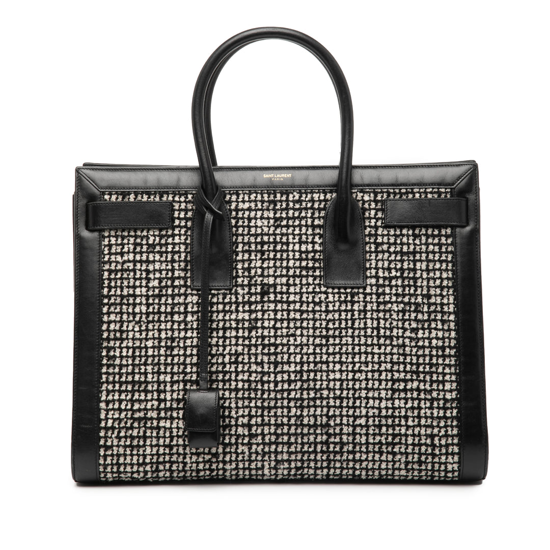 Saint Laurent Small Tweed Houndstooth Sac De Jour Sac cartable Noir – GABY PARIS Authentique