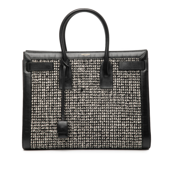 Saint Laurent Small Tweed Houndstooth Sac De Jour Sac cartable Noir – GABY PARIS Authentique