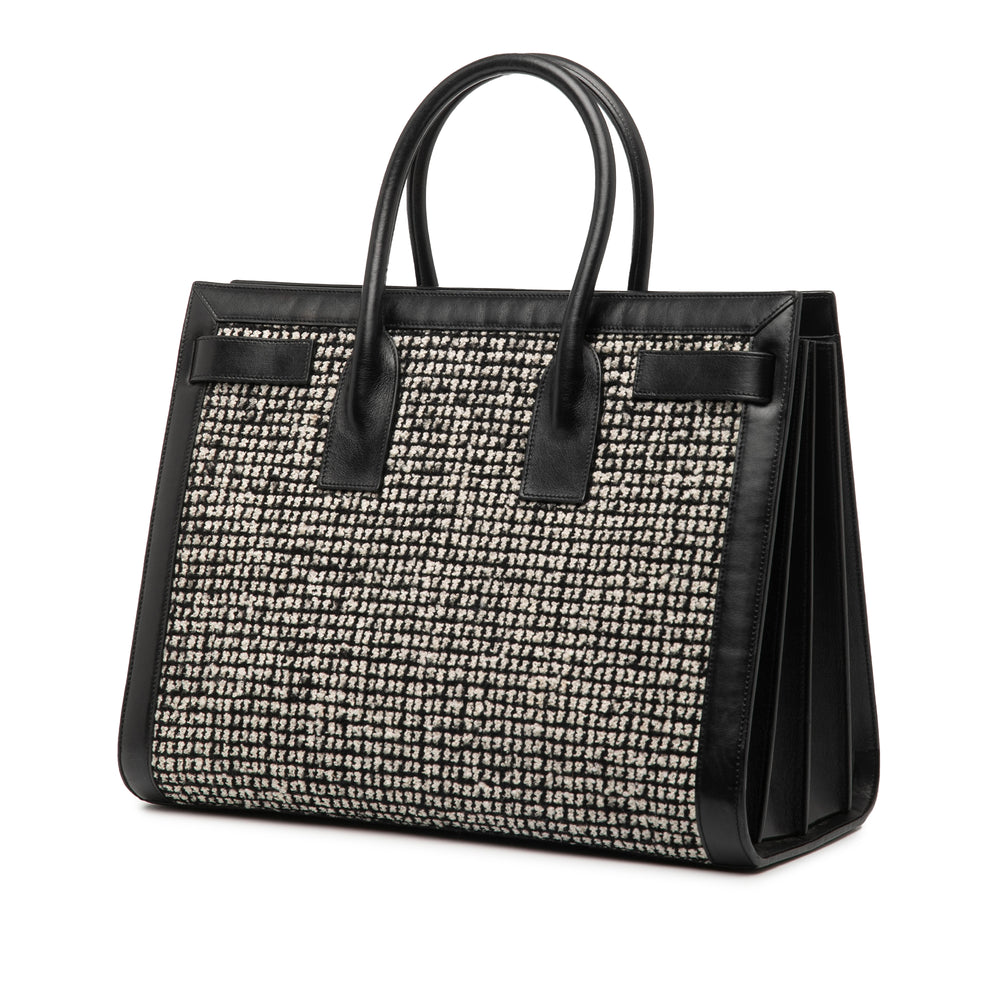 Saint Laurent Small Tweed Houndstooth Sac De Jour Sac cartable Noir – GABY PARIS Authentique