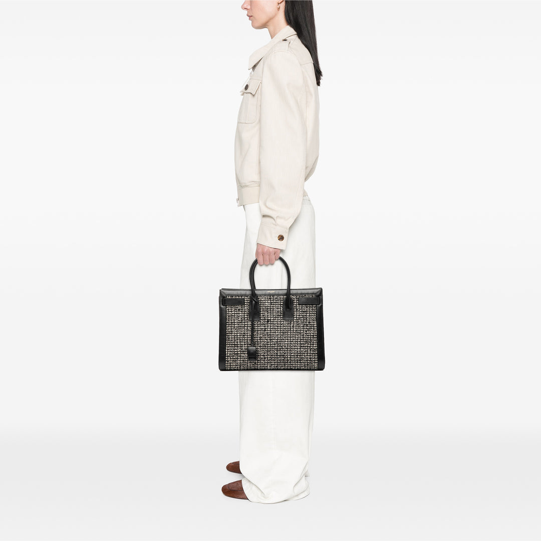 Saint Laurent Small Tweed Houndstooth Sac De Jour Sac cartable Noir – GABY PARIS Authentique