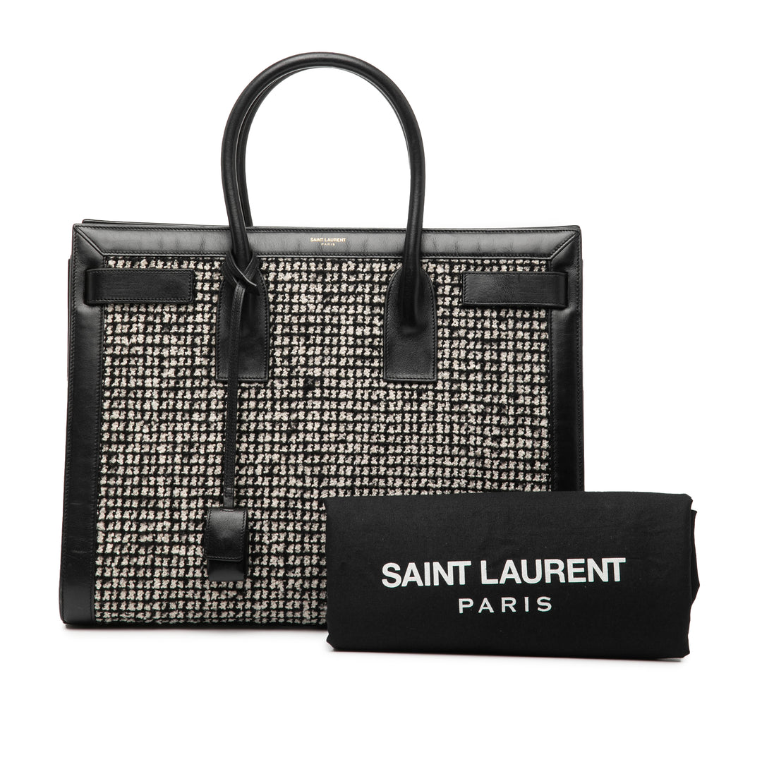 Saint Laurent Small Tweed Houndstooth Sac De Jour Sac cartable Noir – GABY PARIS Authentique