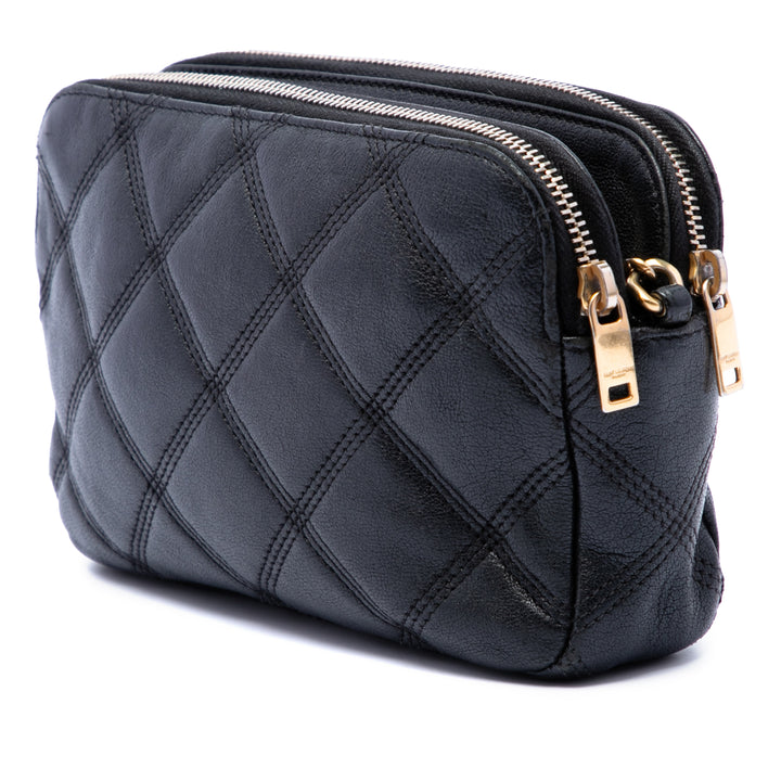 Saint Laurent Mini Matelassé Cuir d’agneau Becky Double Zip Sac porté croisé