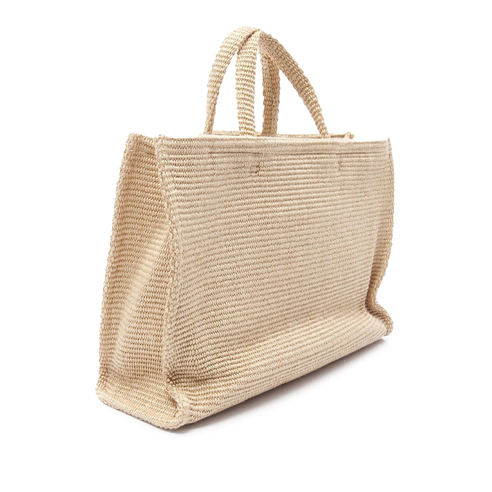 Large Raffia G Shopping Tote Brown - Gaby Paris