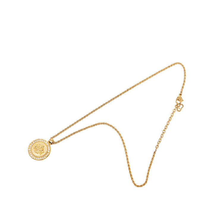 Dior plaqué Strass Medallion Pendant Collier