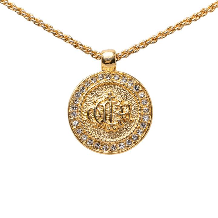Dior plaqué Strass Medallion Pendant Collier