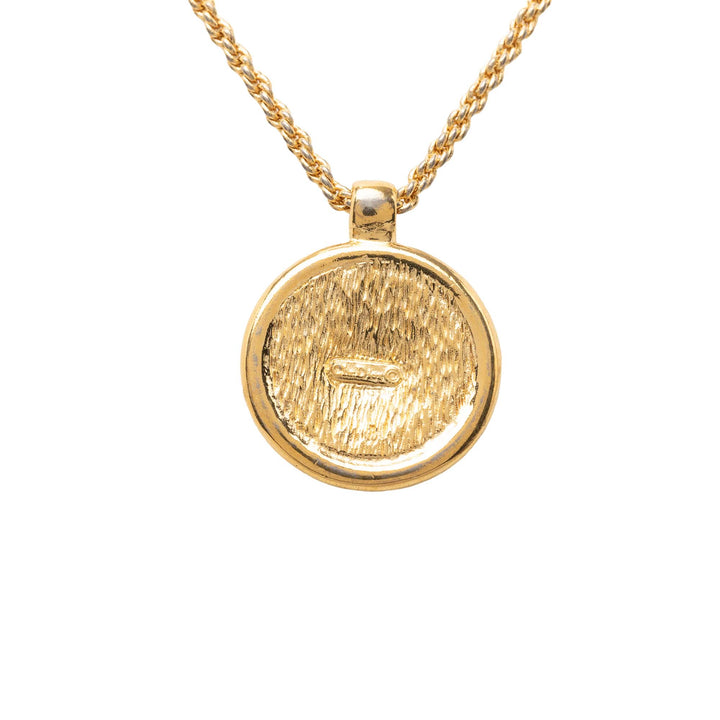 Dior plaqué Strass Medallion Pendant Collier