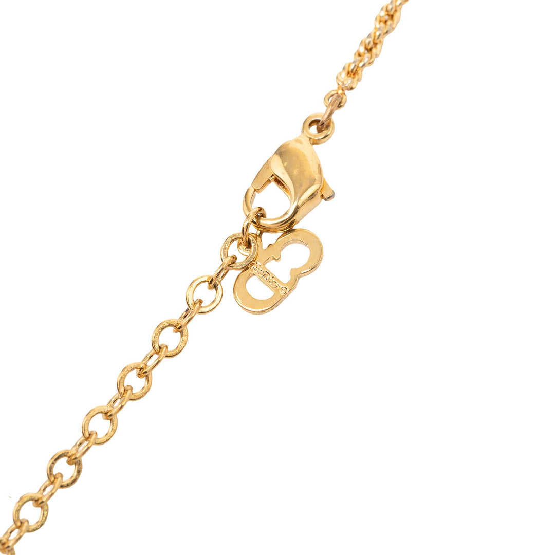 Dior plaqué Strass Medallion Pendant Collier