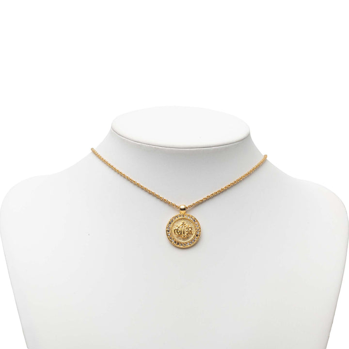 Dior plaqué Strass Medallion Pendant Collier