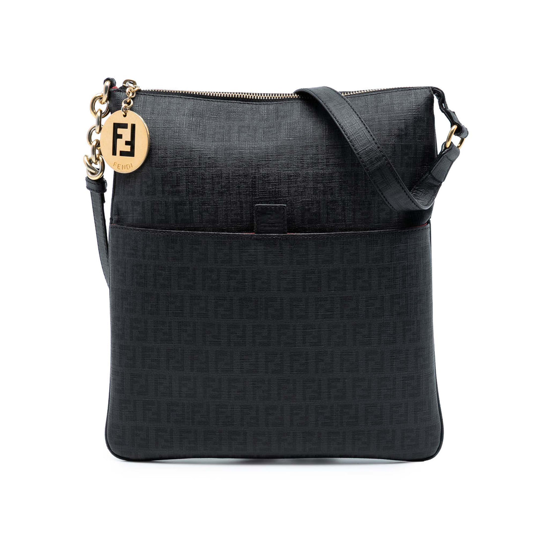 Fendi Zucchino Coated Toile Charm Zip Sac porté croisé