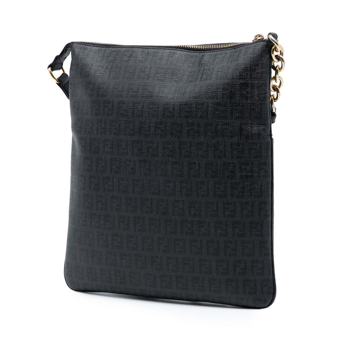 Fendi Zucchino Coated Toile Charm Zip Sac porté croisé