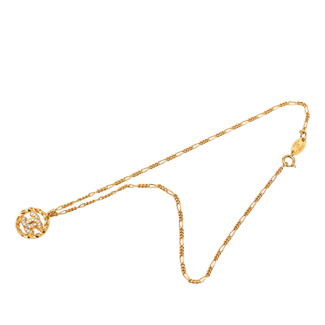 Chanel CC plaqué Strass Pendant Collier Métal