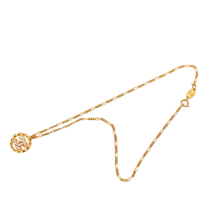Chanel CC plaqué Strass Pendant Collier Métal