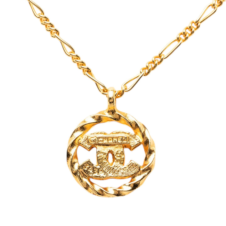 Chanel CC plaqué Strass Pendant Collier Métal