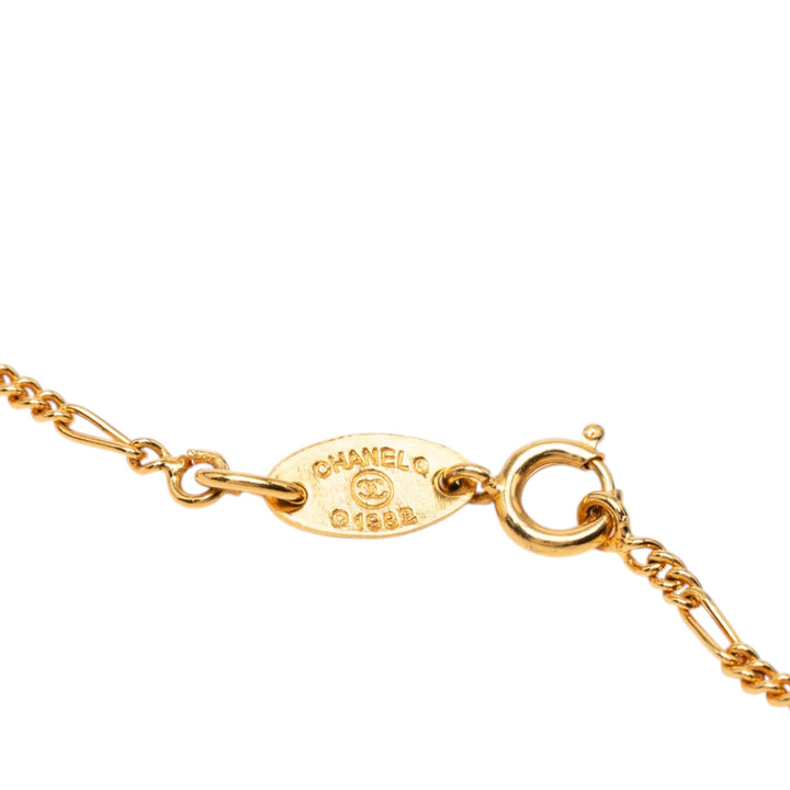 Chanel CC plaqué Strass Pendant Collier Métal