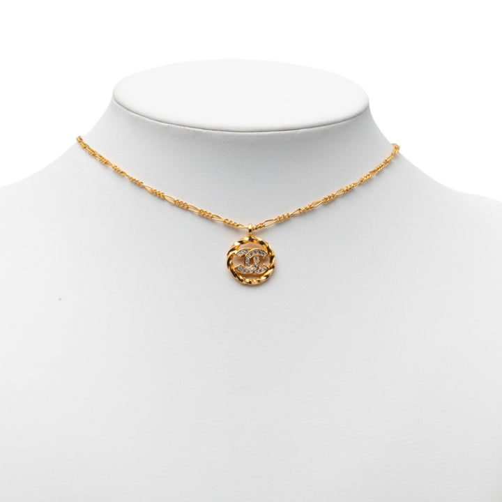 Chanel CC plaqué Strass Pendant Collier Métal