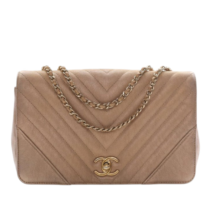 Chanel Chevron Irisé Statement à rabat Moyen Cuir caviar