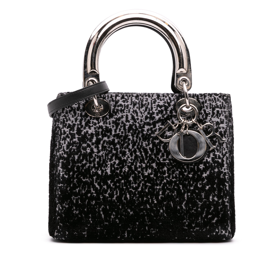 Medium Fabric Lame Lady Dior Black - Gaby Paris