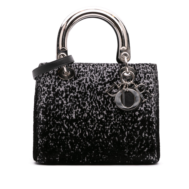 Medium Fabric Lame Lady Dior Black - Gaby Paris