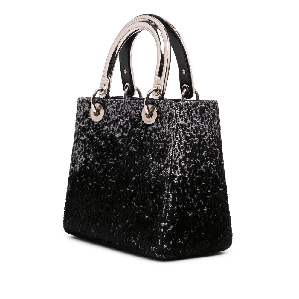 Medium Fabric Lame Lady Dior Black - Gaby Paris