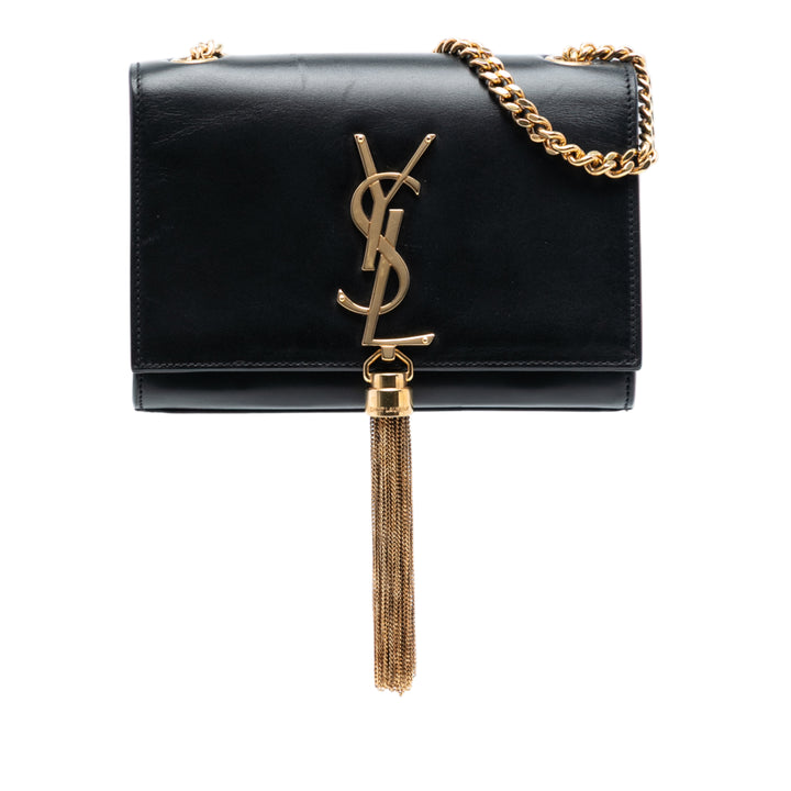 Saint Laurent Small Smooth Cuir de veau Monogram Kate Pompon Sac porté croisé