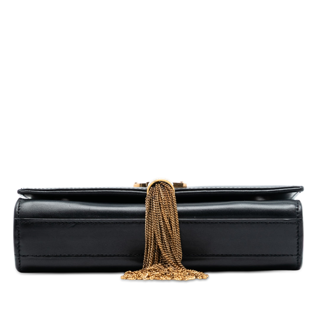 Saint Laurent Small Smooth Cuir de veau Monogram Kate Pompon Sac porté croisé