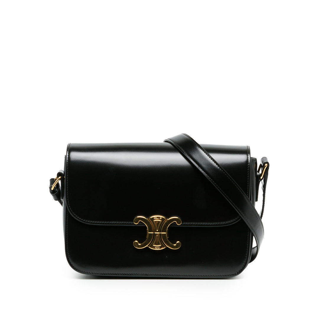Celine Sac bandoulière Classique brillant Triomphe Cuir de veau Noir – vue principale – GABY PARIS