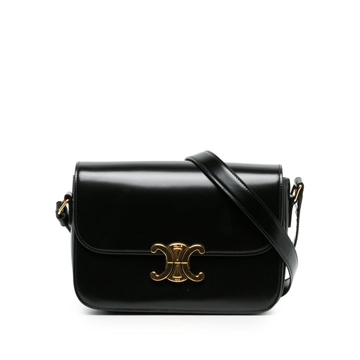 Celine Sac bandoulière Classique brillant Triomphe Cuir de veau Noir – vue principale – GABY PARIS