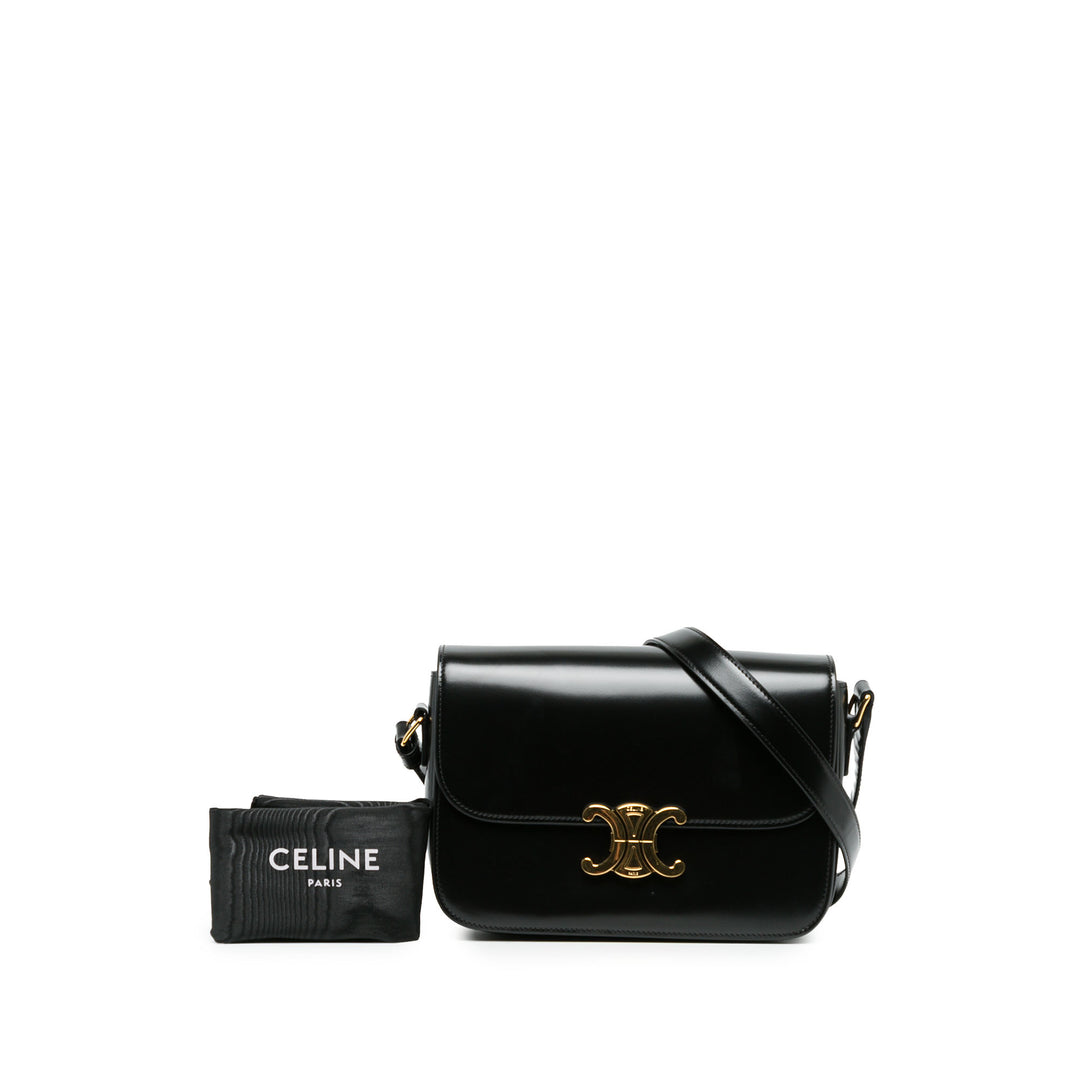 Celine Sac bandoulière Classique brillant Triomphe Cuir de veau Noir – vue 6 – GABY PARIS