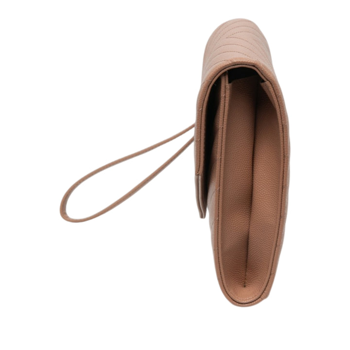 Saint Laurent Grain De Poudre Cassandre Matelasse à rabat Pochette Marron – vue 7 – GABY PARIS