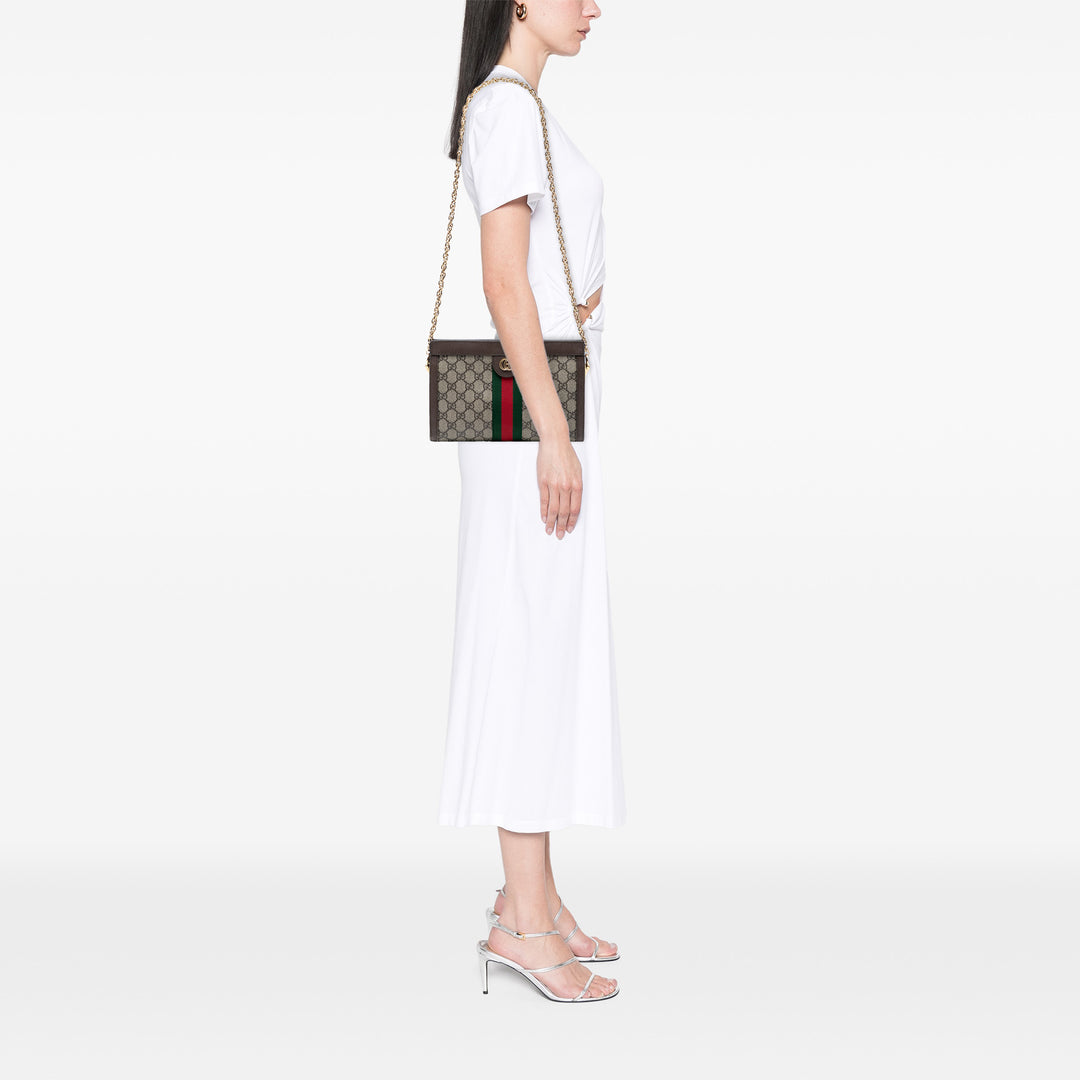 Gucci Small GG Supreme Web Ophidia Chain Sac porté croisé